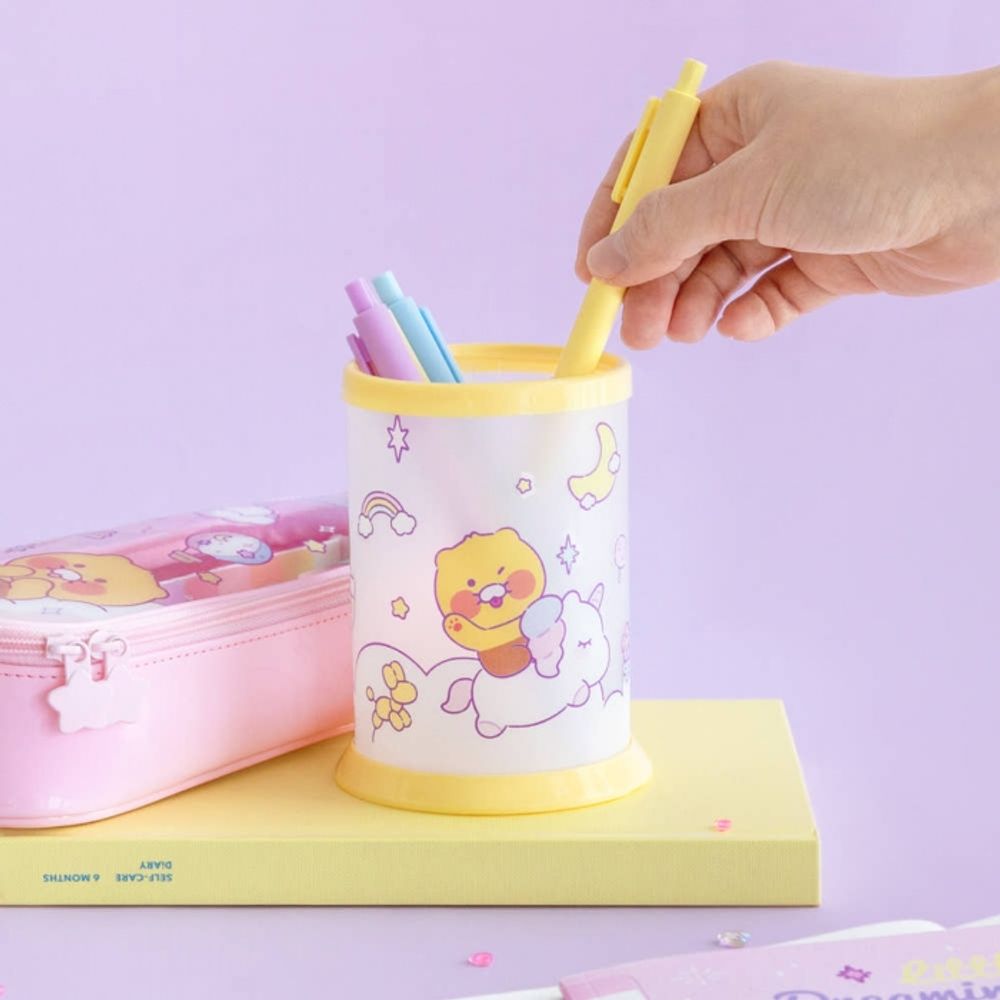Kakao Friends Little Friends Dreaming DIY Pen Holder (Choonsik/Ryan/Apeach) | Includes Deco Sticker | Translucent PP Organizer | Designed in Korea