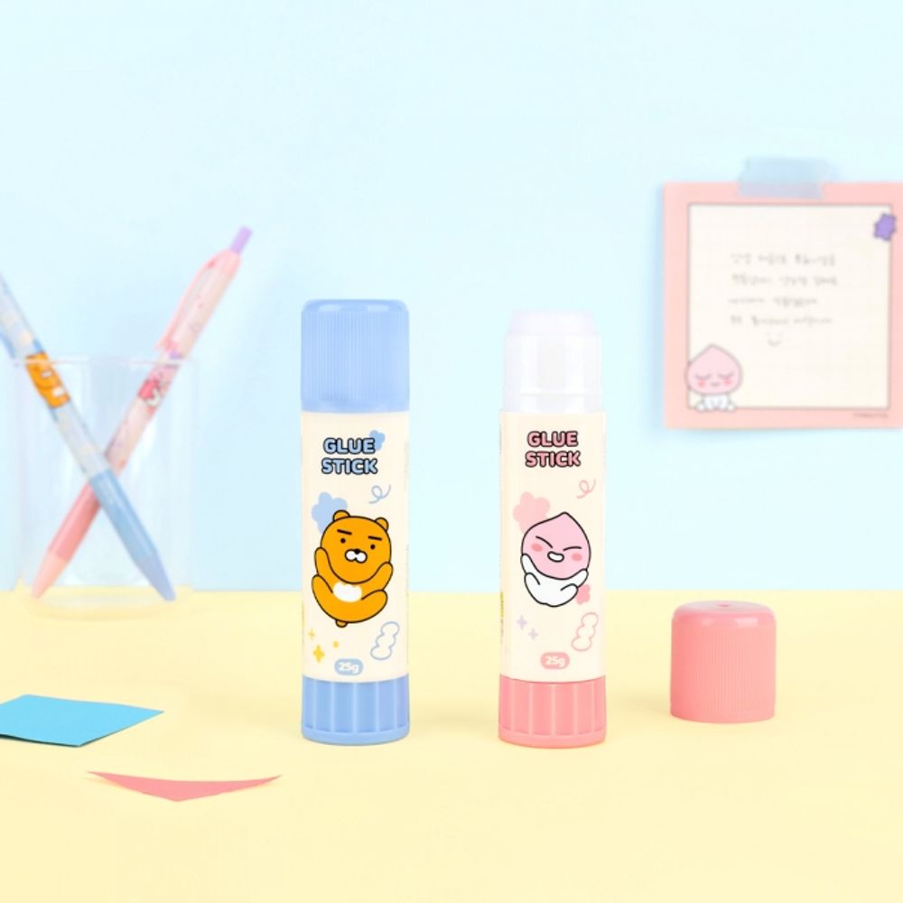 Kakao Friends Glue Stick 25g (Ryan/Apeach) | Smooth & Clean Solid Glue | Quick Dry & Strong Adhesion | Made in Korea
