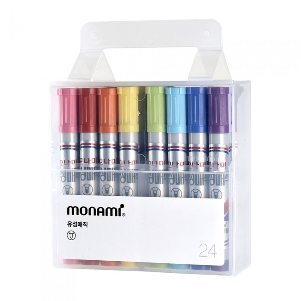 [Monami] Permanent Marker 24 Colors | Round Nib 1.5mm | Multi-Surface Marker Set | Art & DIY | Made in Korea