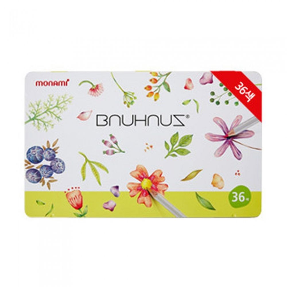 [Monami] BNUHNUZ Oil-Based Colored Pencil 36 Color Set / Tin Case | Hexagonal Barrel | Water-Resistant