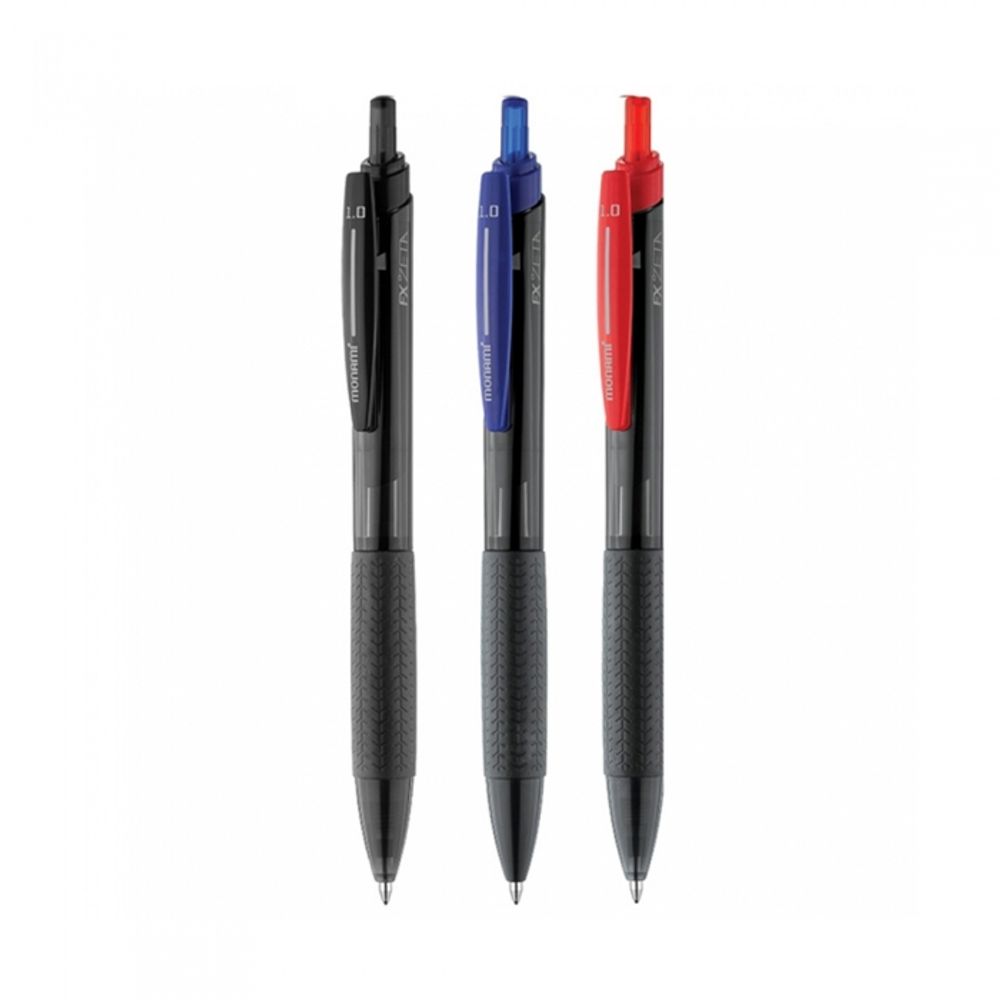 [Monami] FX-ZETA Oil-Based Ballpoint Pen 1.0 mm | Retractable/Low-Viscosity Ink | Comfortable Rubber Grip | Made in Korea