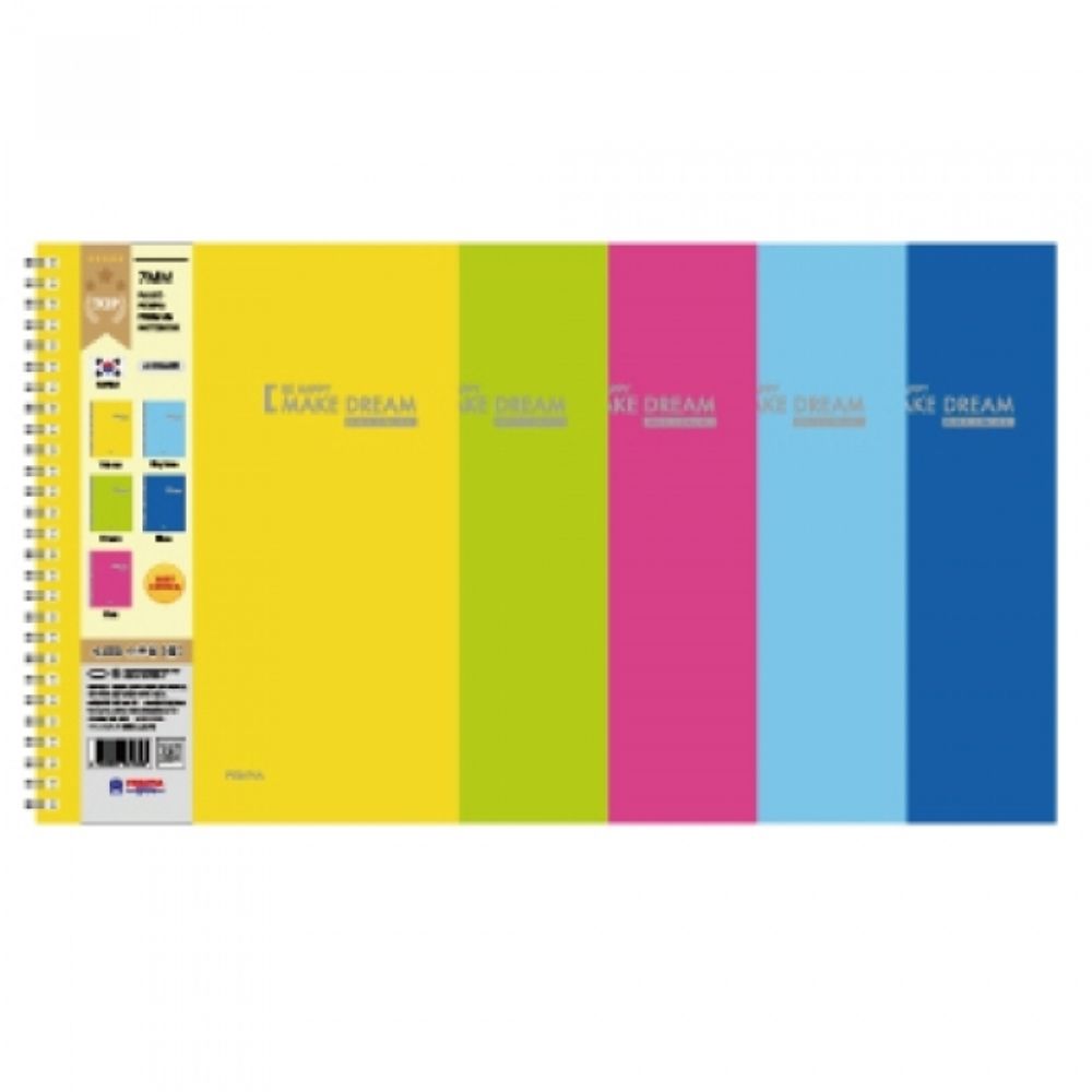 [Penpia] 4000 Medium PP Cover Spring Notebook (25-Size) | Lined Paper / 100 Sheets | 150*206mm | Left Twin Spiral Bound | Made in Korea