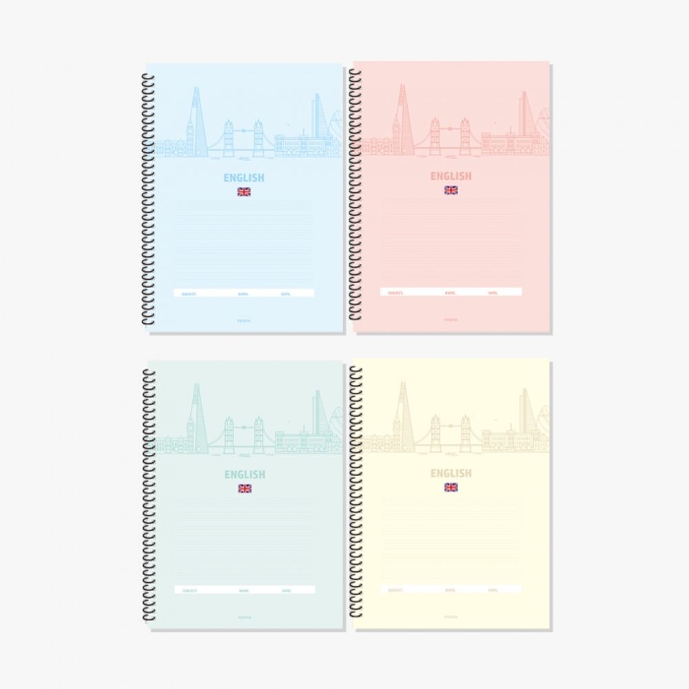 [Penpia] 1000 Secondary English Writing Spiral Notebook | 4-Line Ruling / 75g Paper / 24 Sheets | 188*260mm | Left Twin Spiral Bound | Made in Korea
