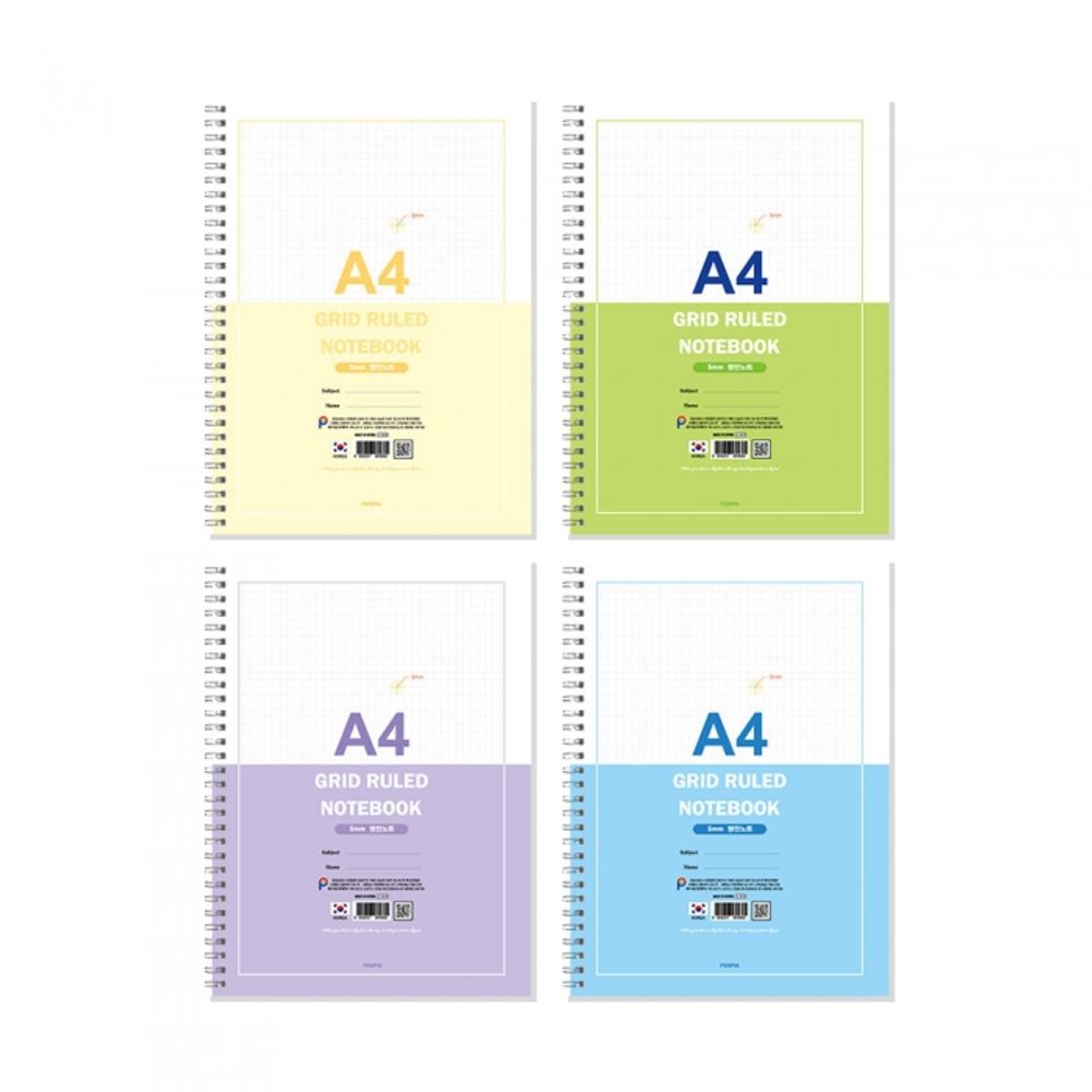 [Penpia] 3500 Grid Square Notebook | 50 Sheets | 188*260mm | Left Twin Spiral Bound | Made in Korea