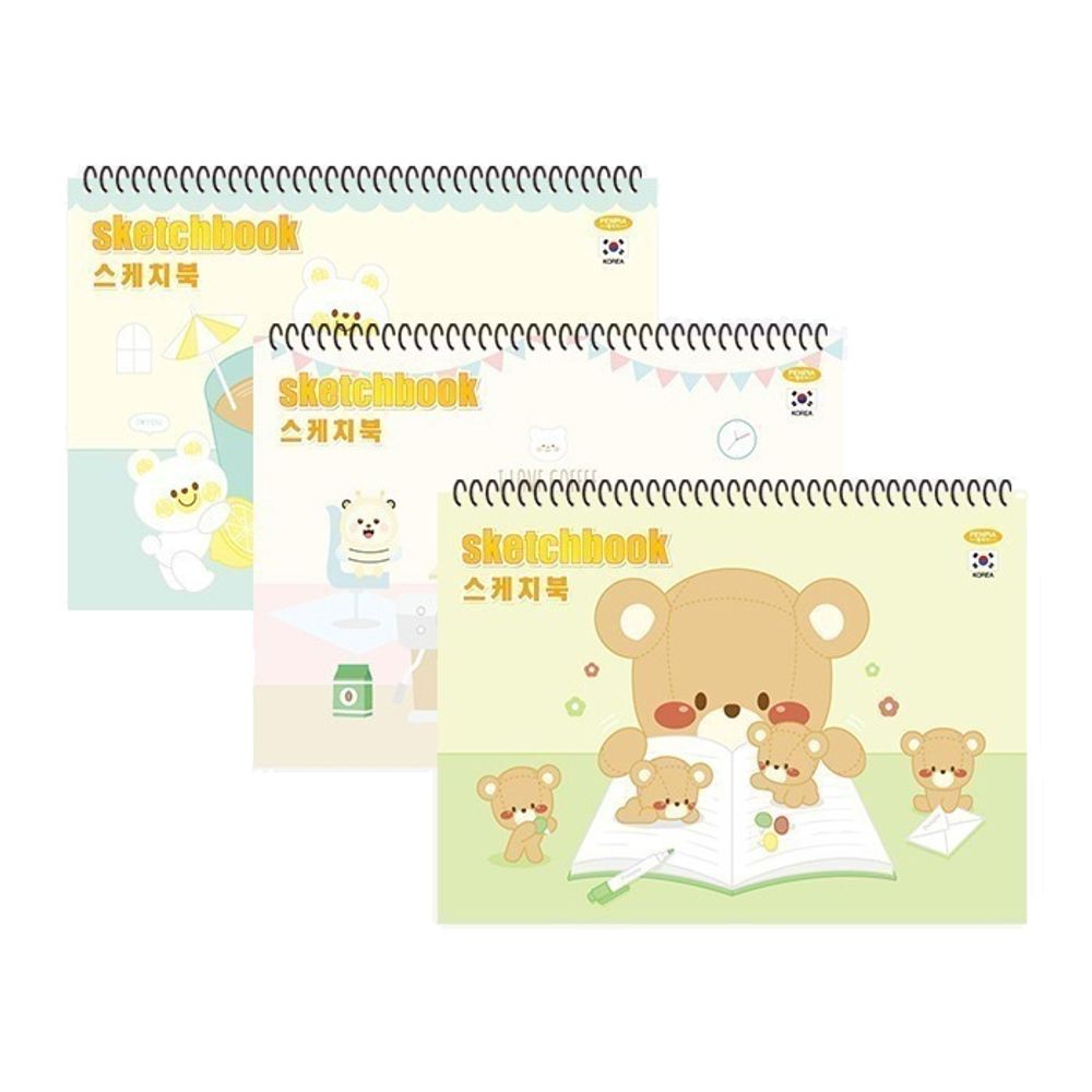 [Penpia] 3000 Elementary School Sketchbook | 130g Drawing Paper / 20 Sheets | 345*250mm Large Size | Top Spiral Bound | Made in Korea