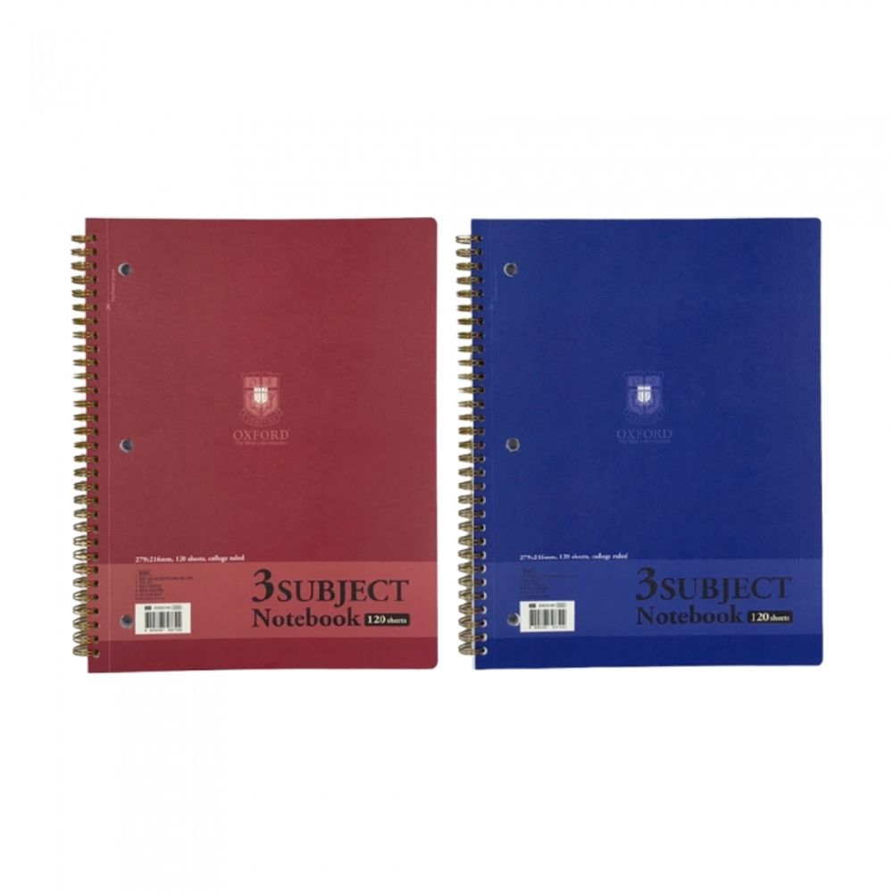 [Oxford] 4000 3-Hole Perforated Spiral Notebook Letter Size | 8mm Lined / 120 Sheets | 279*216mm | Left Twin Spiral Bound | Made in Korea