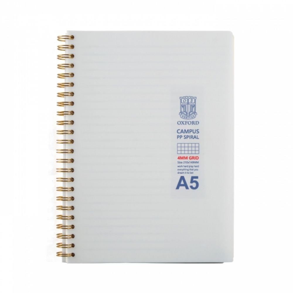 [Oxford] 3500 Milk PP Cover Spiral Notebook A5 | Lined / 80 Sheets | 210*149mm | Left Twin Spiral Bound | Made in Korea