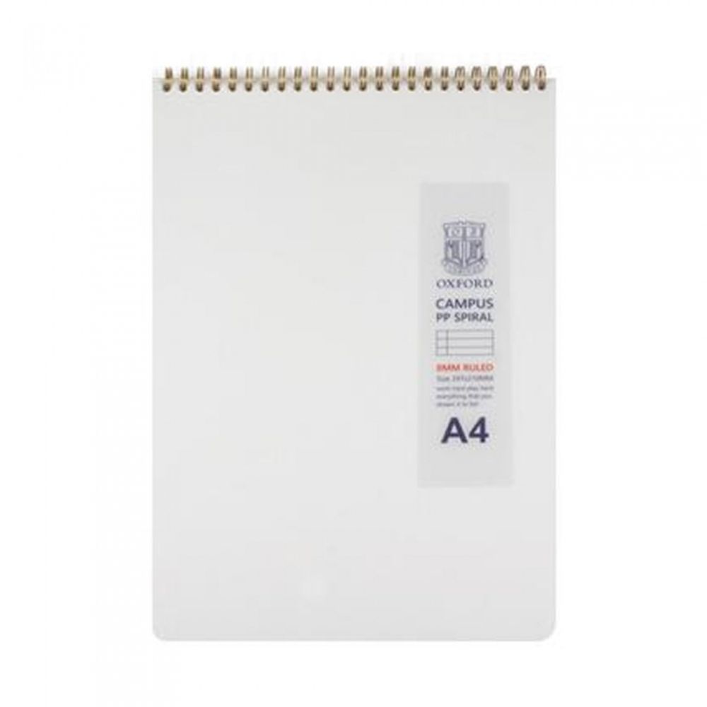 [Oxford] 5000 Milk PP Cover Top Spiral Notebook A4 Math Note | 8mm Lined/Center Divided / 80 Sheets | 297*225mm | Top Twin Spiral Bound | Made in Korea