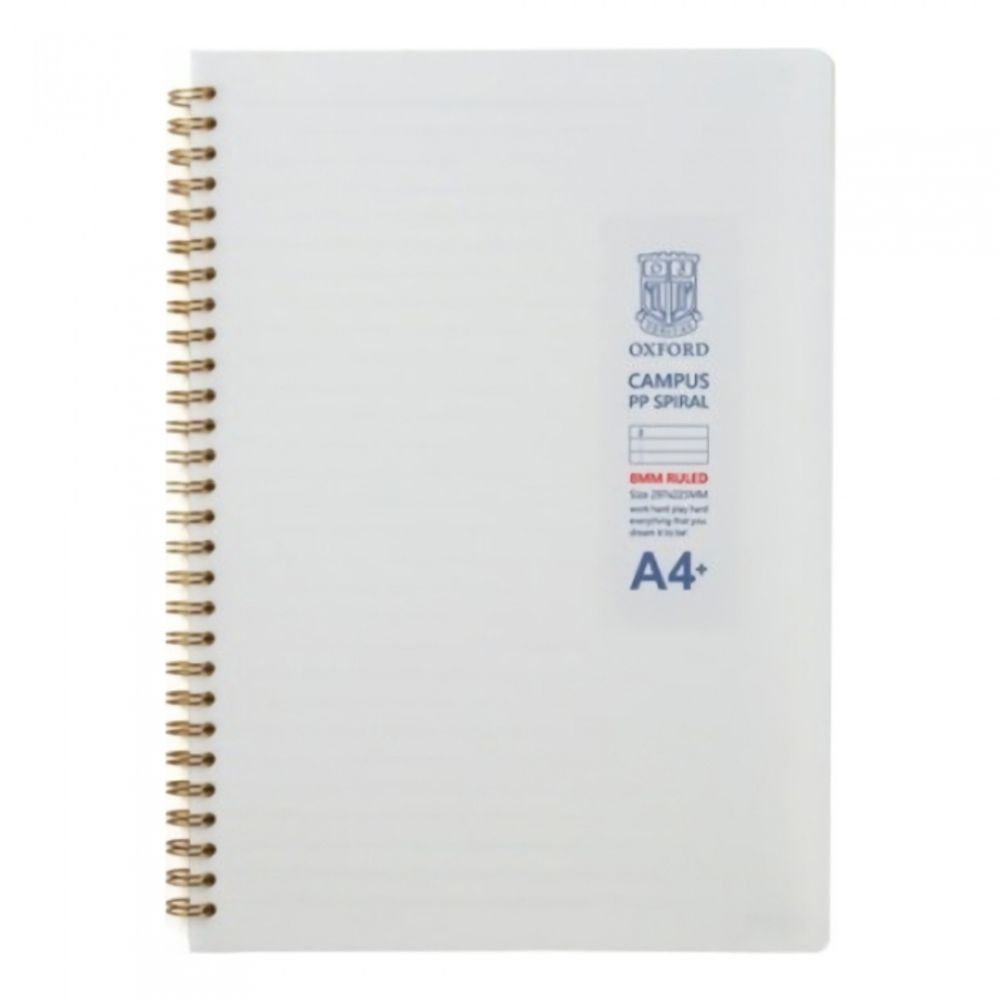 [Oxford] 5000 Milk PP Cover Spiral Notebook A4 Plus | Lined / 80 Sheets | 297*225mm | Left Twin Spiral Bound