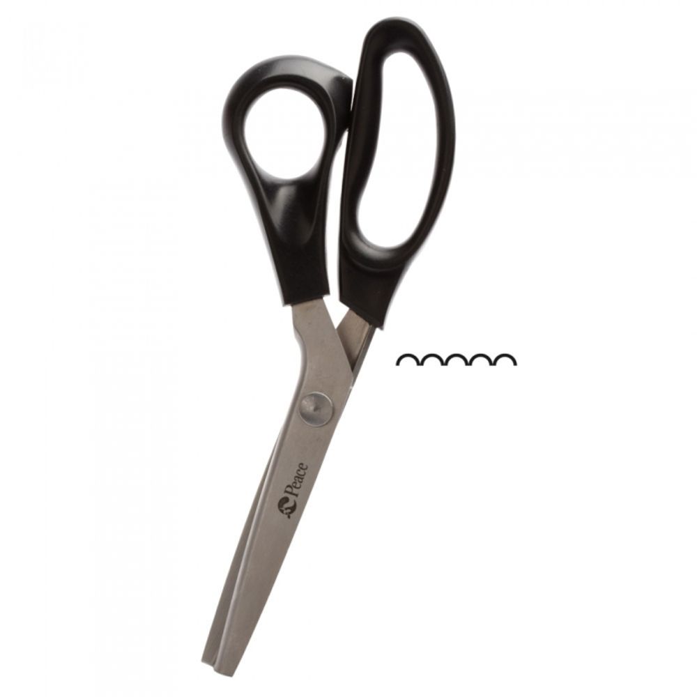 [PEACE] Pinking Shears 200 Black | 75mm Stainless Steel Blade | Scalloped (Oval) Edge | Professional Craft & Sewing Scissors | Made in Korea