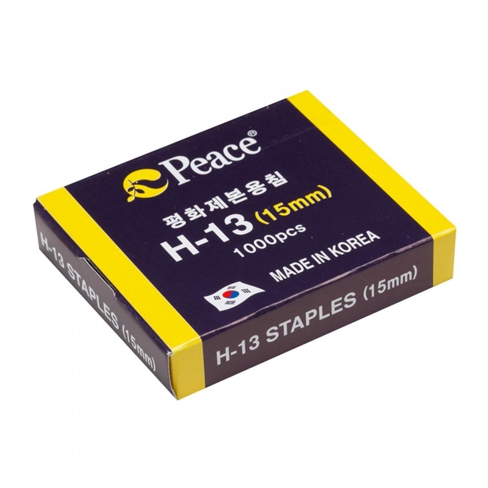 [PEACE] Heavy-Duty Staple Pins H-13 (15mm) | 1,000 pcs | High Carbon Steel | Sharp Chisel Point | Made in Korea