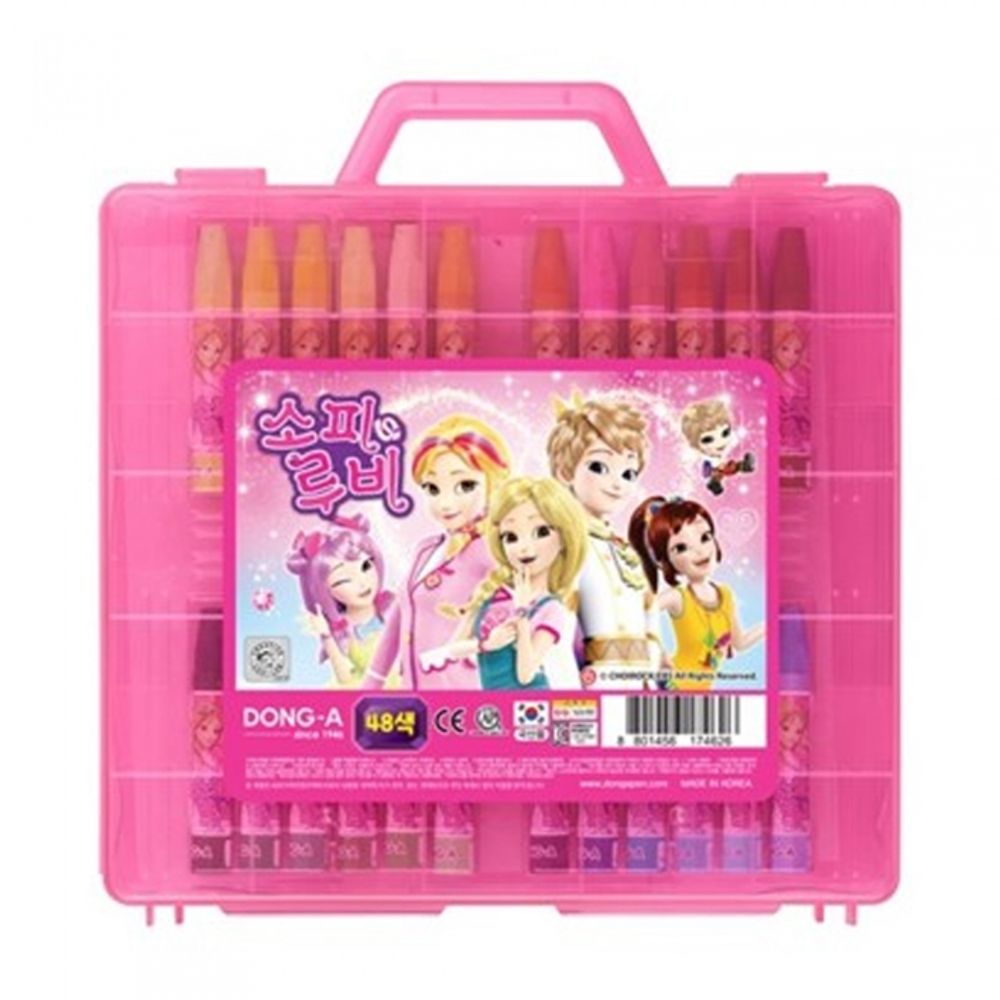DONG-A Oil Pastels 48 Colors for Girls | Pink Character Case | ACMI, CE, KC Certified Safety | Vivid & Easy Blending | Made in Korea