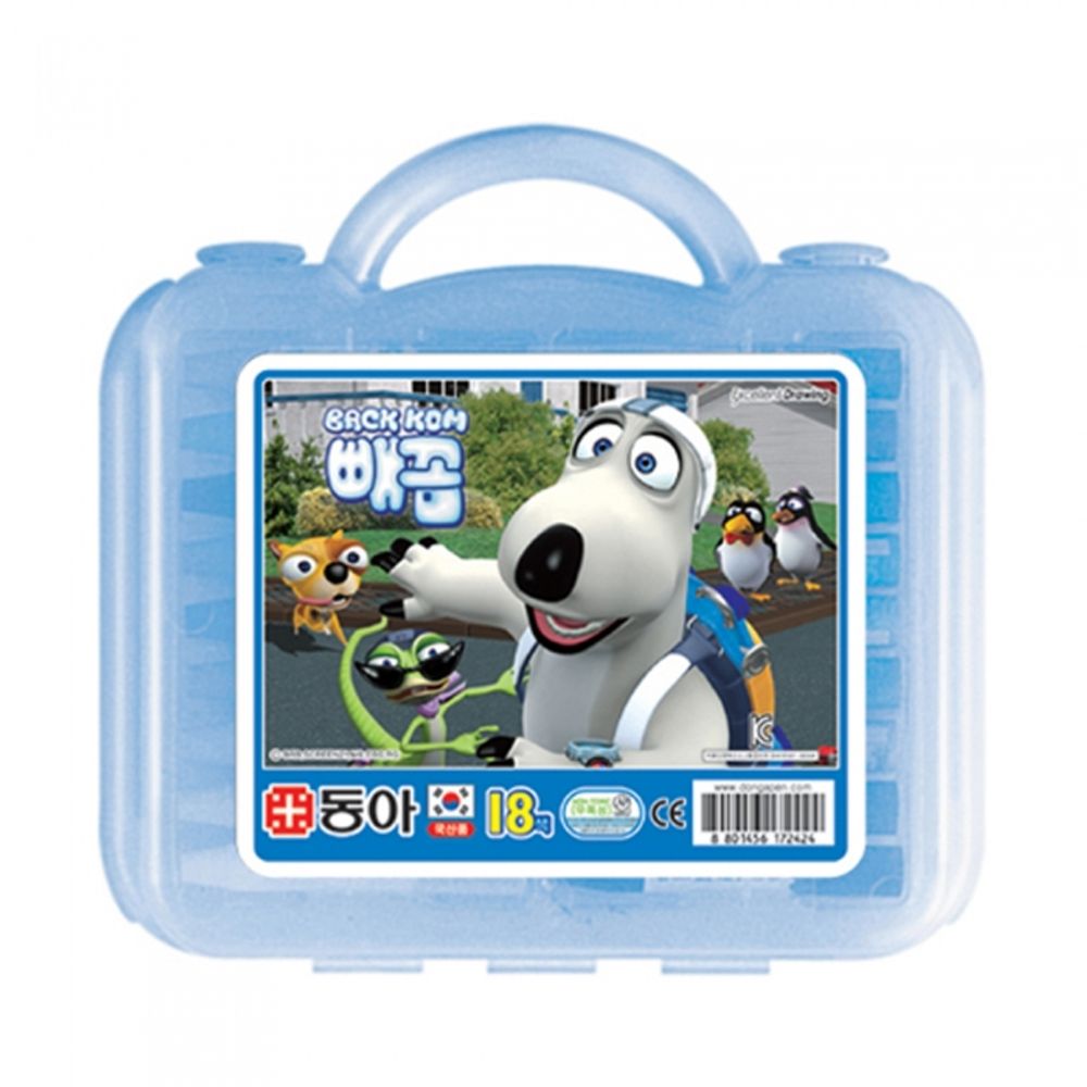 DONG-A BACKKOM Oil Pastels 18 Colors for Boys | Blue Character Case | ACMI & CE Certified Safety | Vivid & Easy Blending | Made in Korea