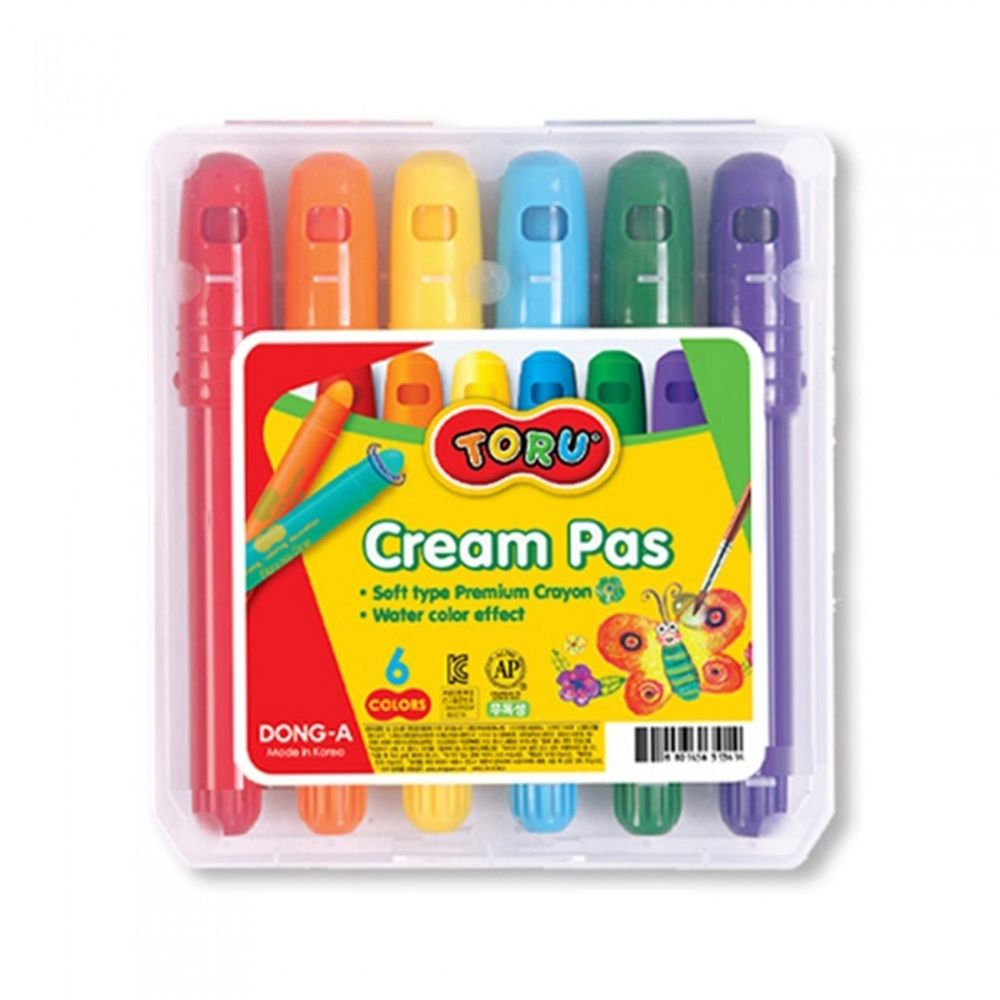DONG-A TORU Creamy Oil Pastels 6 Colors | Twistable Pen Type | Watercolor Effect | Made in Korea