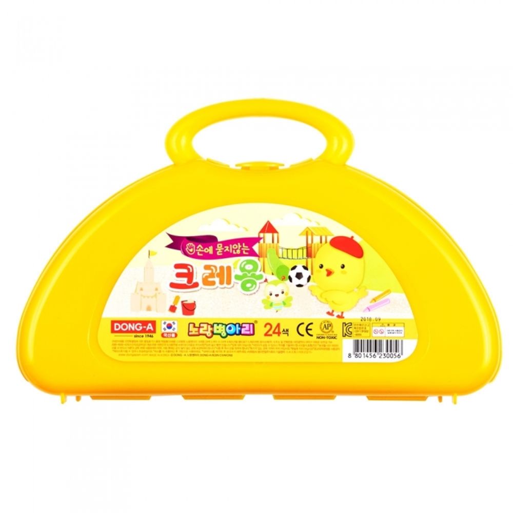[DONG-A] Yellow Chick Non-Messy Crayons | 24 Colors | ACMI & CE Certified Safety | Non-Staining Formula | Made in Korea
