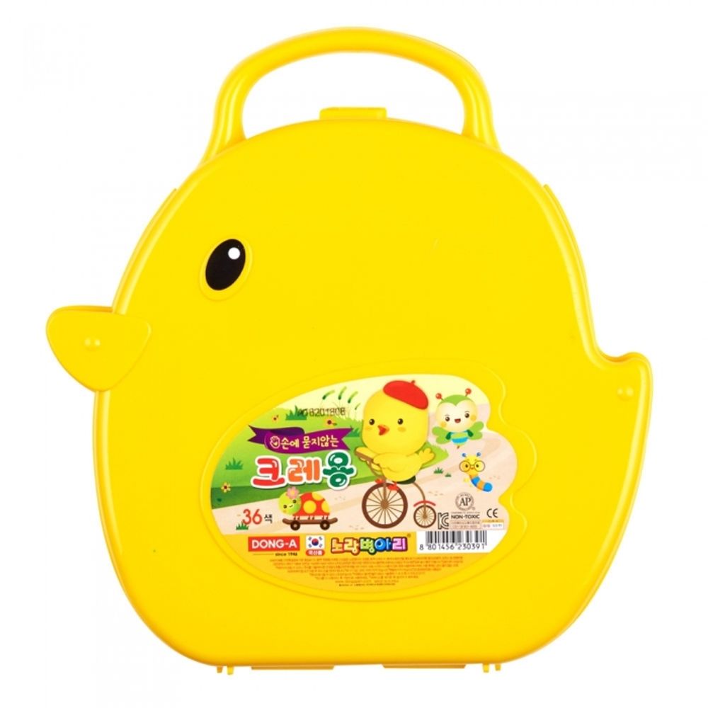 [DONG-A] Yellow Chick Non-Messy Crayons | 36 Colors | ACMI & CE Certified Safety | Non-Staining Formula | Made in Korea