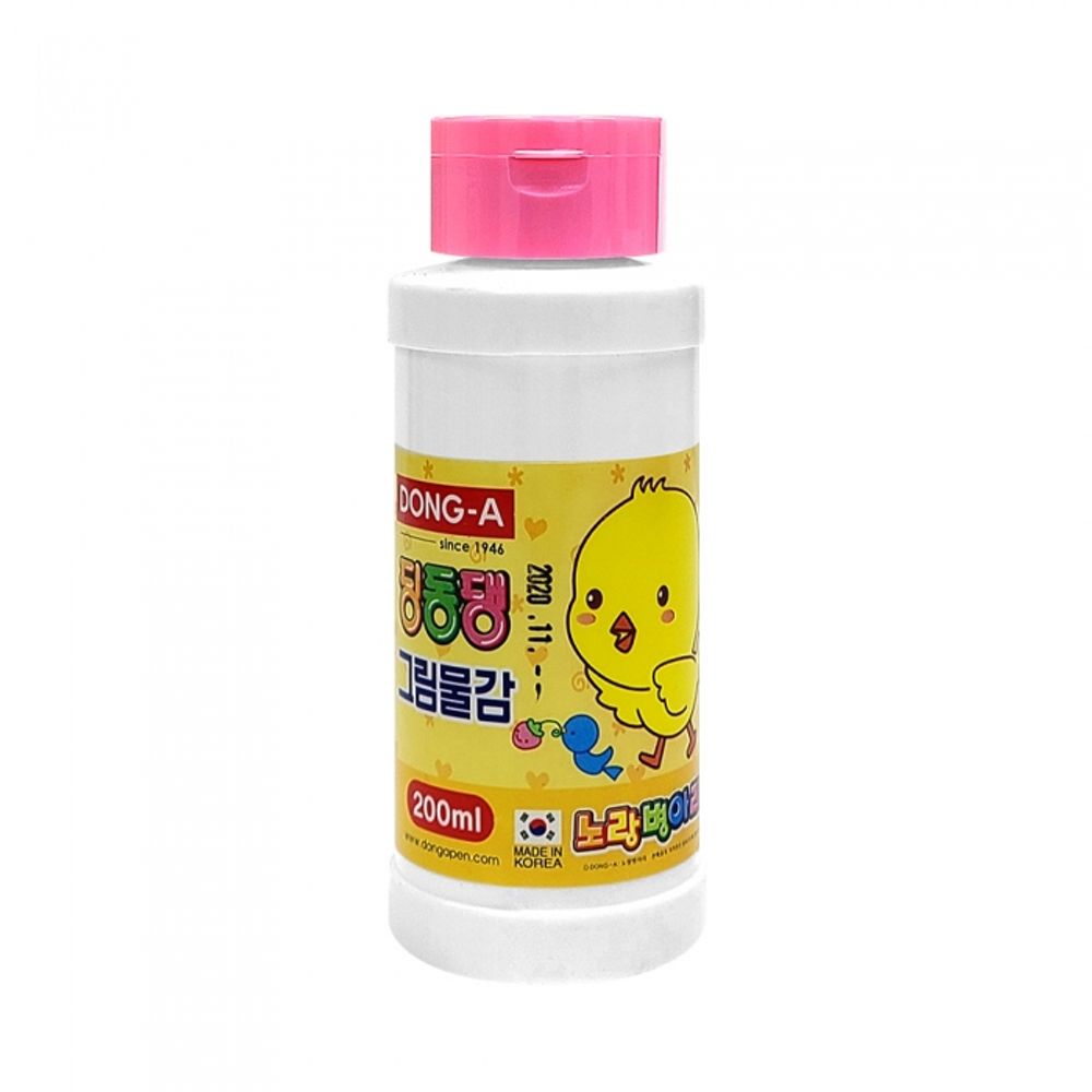 DONG-A DingDongDang Washable Poster Paint 200ml Pink | ACMI Certified Safety | Soft & Vibrant Color | Made in Korea