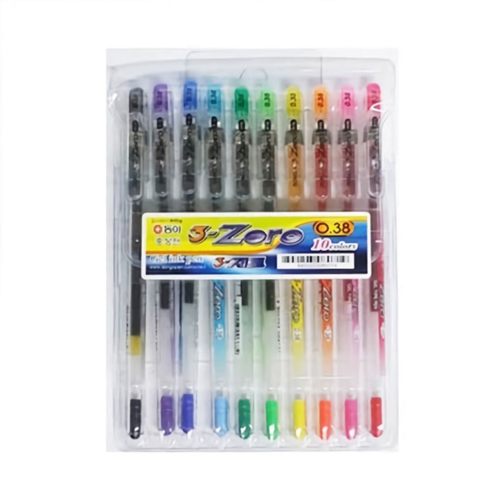 DONG-A 3-ZERO Hybrid Gel Pen 10-Color Set 0.38mm | Full Color Palette | Ultra-Slim Design | No Skipping, No Scratching | Made in Korea