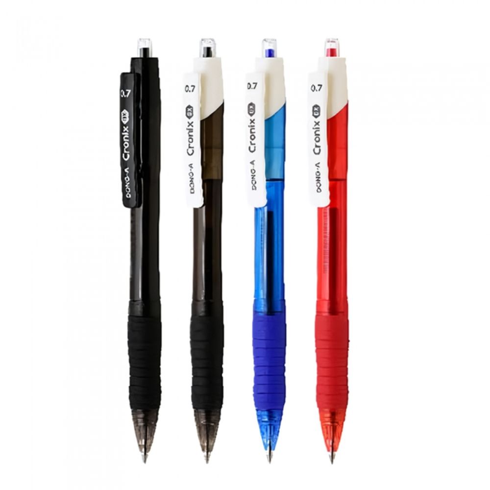 DONG-A Chronix DX Hybrid Ballpoint Pen 0.7mm | Black, Blue, Red Options | Urban Slim Design | Soft Rubber Grip | Made in Korea