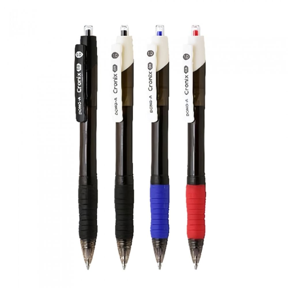 DONG-A Chronix DX Hybrid Ballpoint Pen 1.0mm | Black, Blue, Red Options | Urban Slim Design | Soft Rubber Grip | Made in Korea