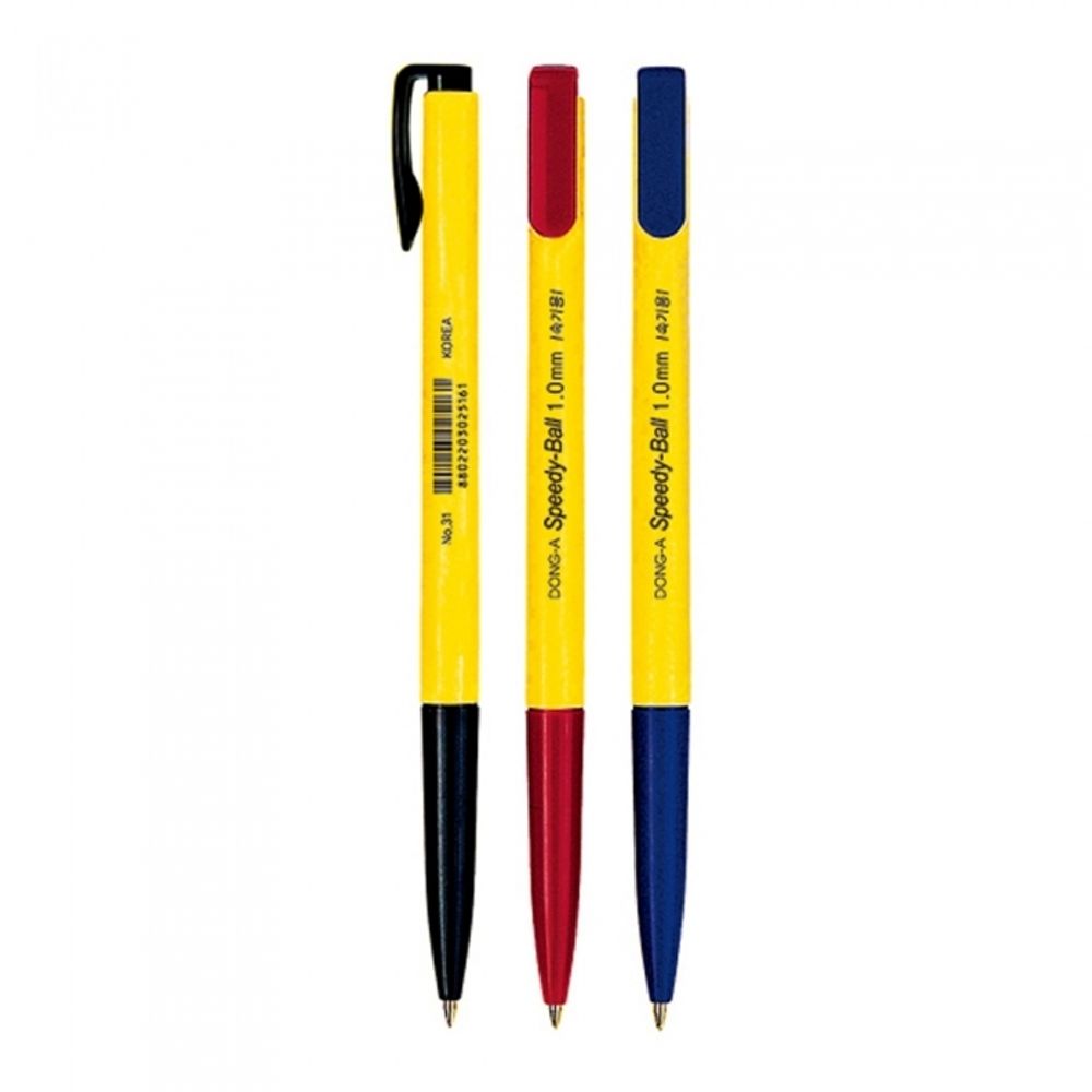 DONG-A Speedy Ball Retractable Ballpoint Pen 1.0mm | Black, Blue, Red Options | Smooth & Clean Writing | Made in Korea