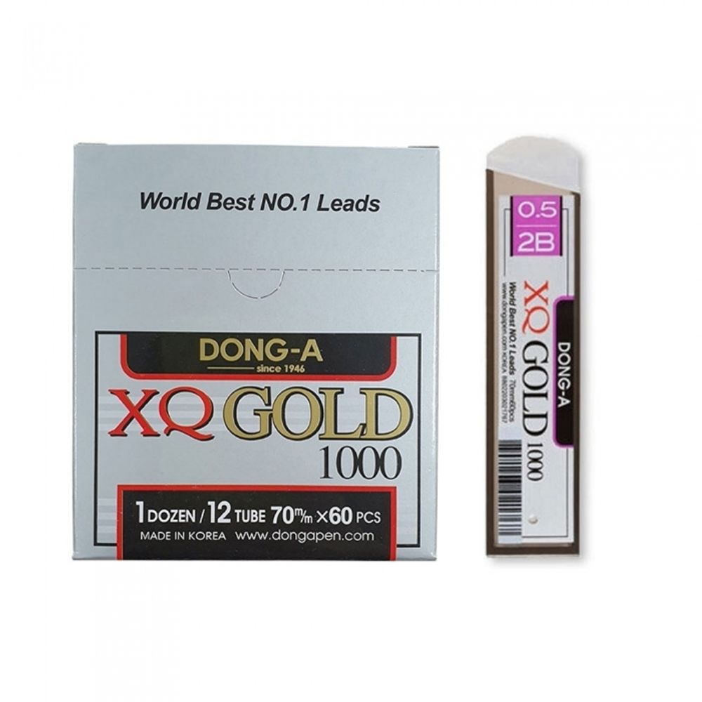 DONG-A XQ 1000 Gold Mechanical Pencil Leads 0.5mm | B Grade | 40 Leads per Case | High-Strength Micro-Graphite | Made in Korea