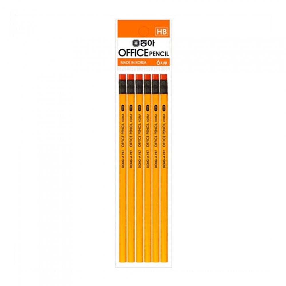 DONG-A Office Eraser Pencils 6pcs | HB, B, 2B Options | Premium Graphite Lead | Smooth Writing | Made in Korea
