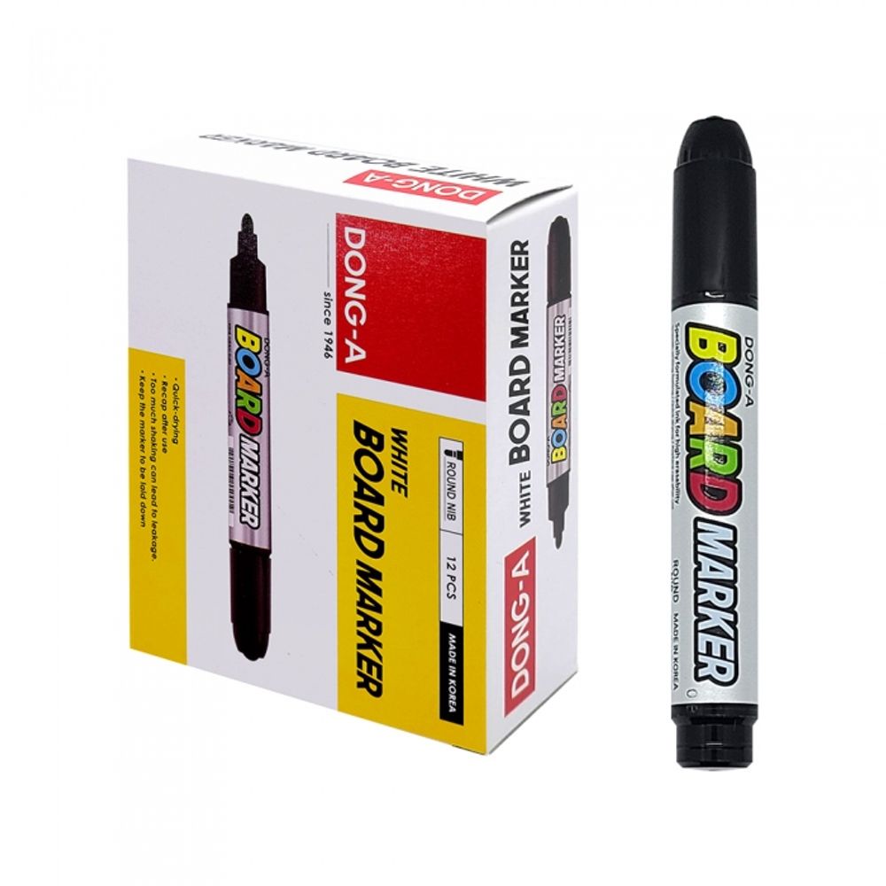 DONG-A Whiteboard Marker | Black, Blue, Red Options | High-Visibility Bullet Tip | Easy Erase | Made in Korea