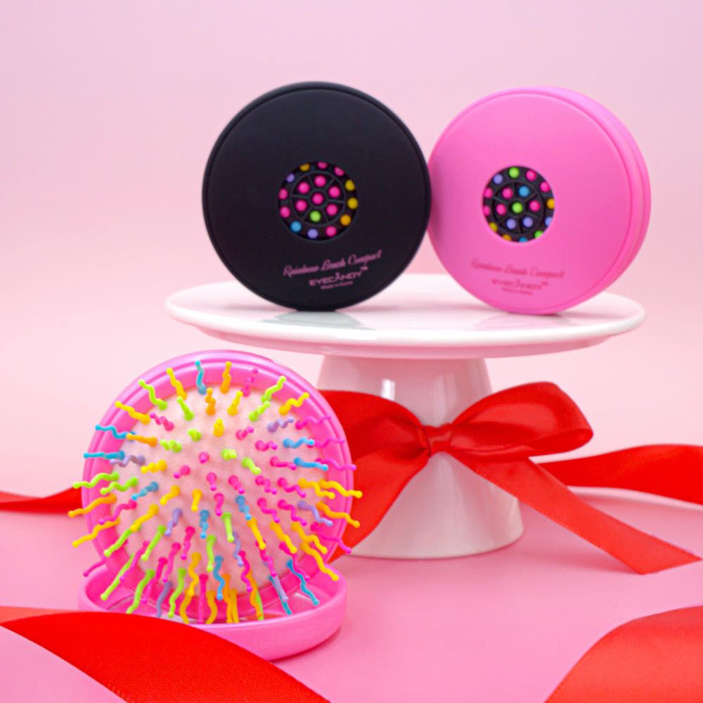 EyeCandy Rainbow Volume S Hair Brush (Compact) - Patented S-Curve for Instant Volume & Detangling _ Made in Korea 