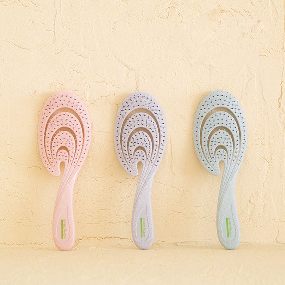 EyeCandy Eco-Friendly Detangling Hair Brush (GRS Certified), Recycled Ocean Plastic, Patented Double-Curve Design for Scalp Massage & Fast Drying _ Made in Korea 
