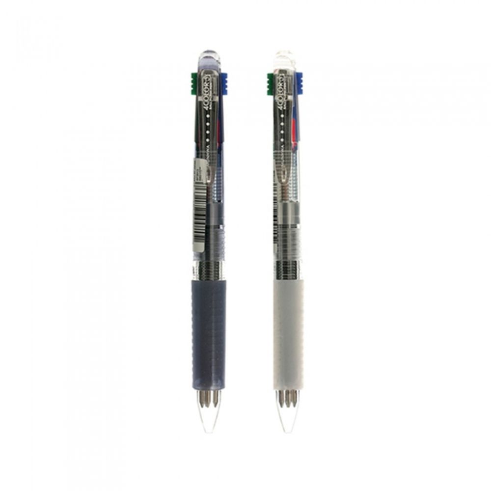 MUNHWA S-4 4-Color Ballpoint Pen 0.7mm | Black Blue Red Green | Rubber Grip | Made in Korea