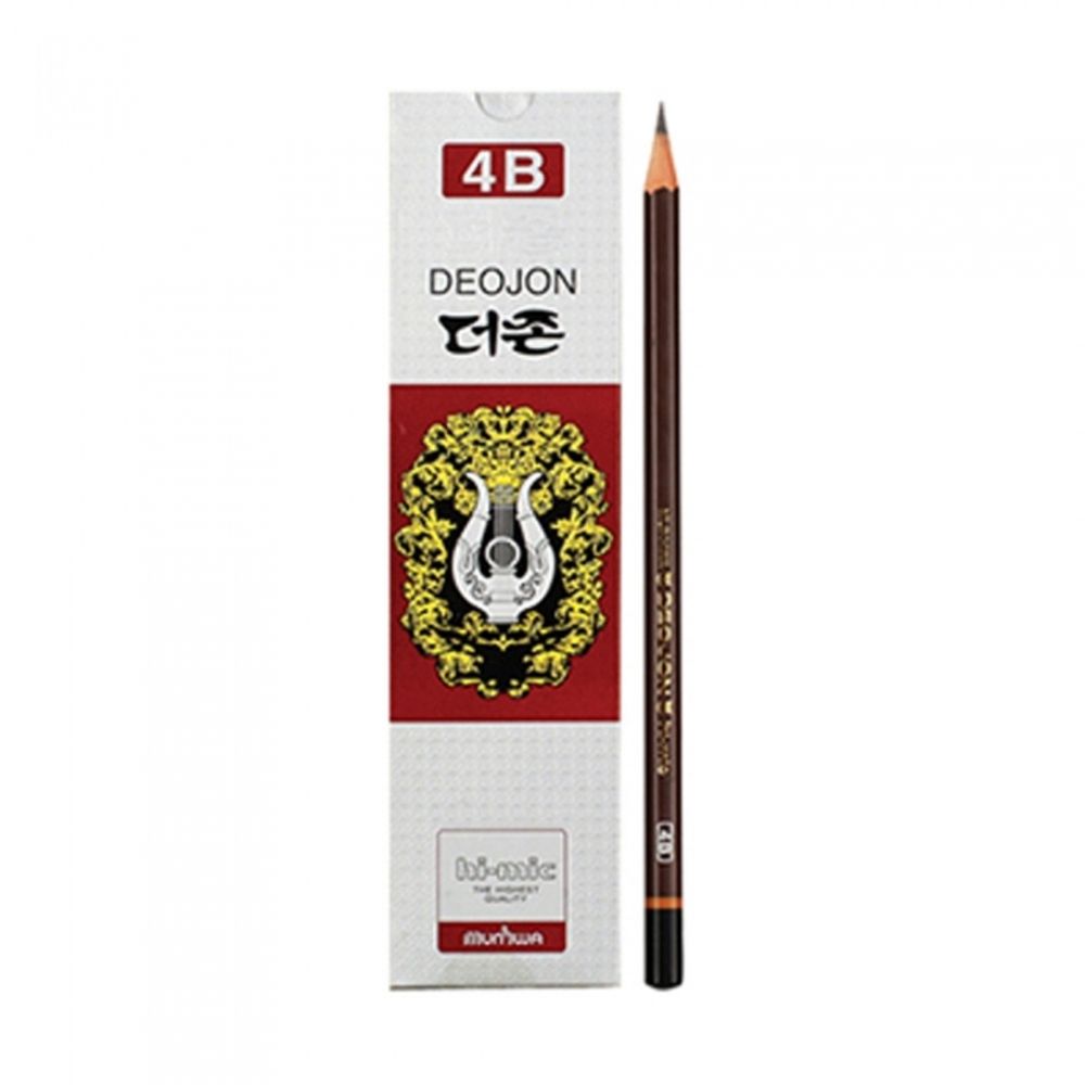 MUNHWA DEOJON 4B Graphite Pencil Set | 12pcs (1 Dozen) | Premium Cedar Wood | Hi-Mix Ultra-Fine Lead | Made in Korea