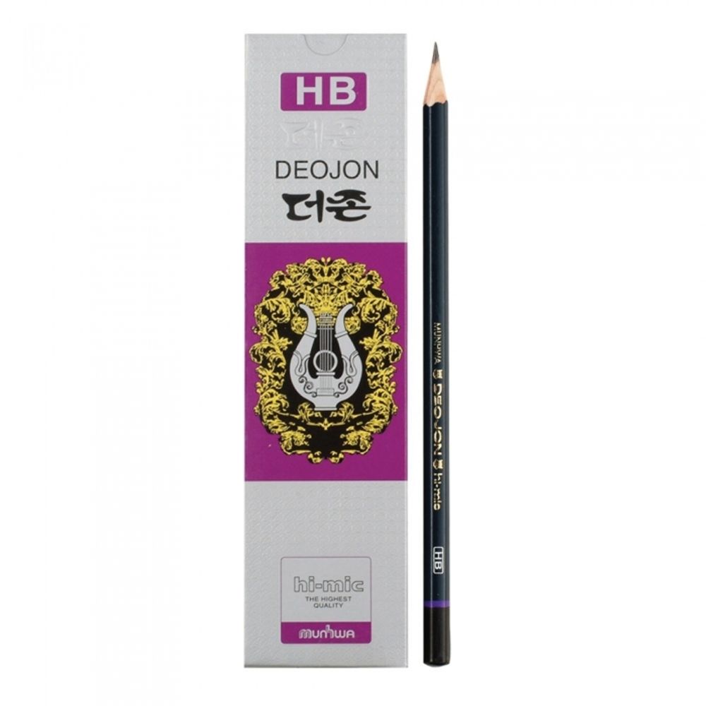 MUNHWA DEOJON HB Graphite Pencil Set | 12pcs (1 Dozen) | Premium Cedar Wood | Hi-Mix Ultra-Fine Lead | Made in Korea