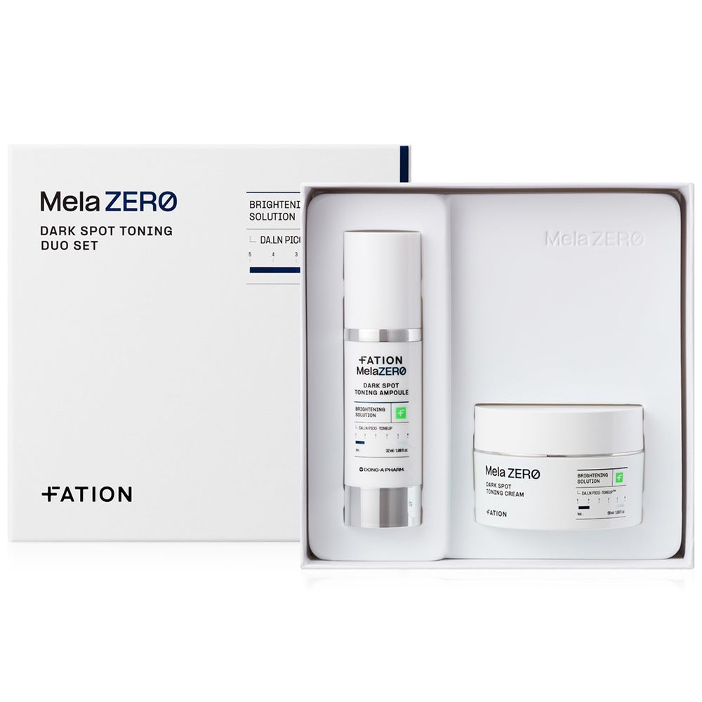 FATION Melazero Dark Spot Toning 2-Piece Skincare Set Ampoule 32ml and Cream 50ml Dong-A Pharm Patented Brightening Kit _ Made in KOREA