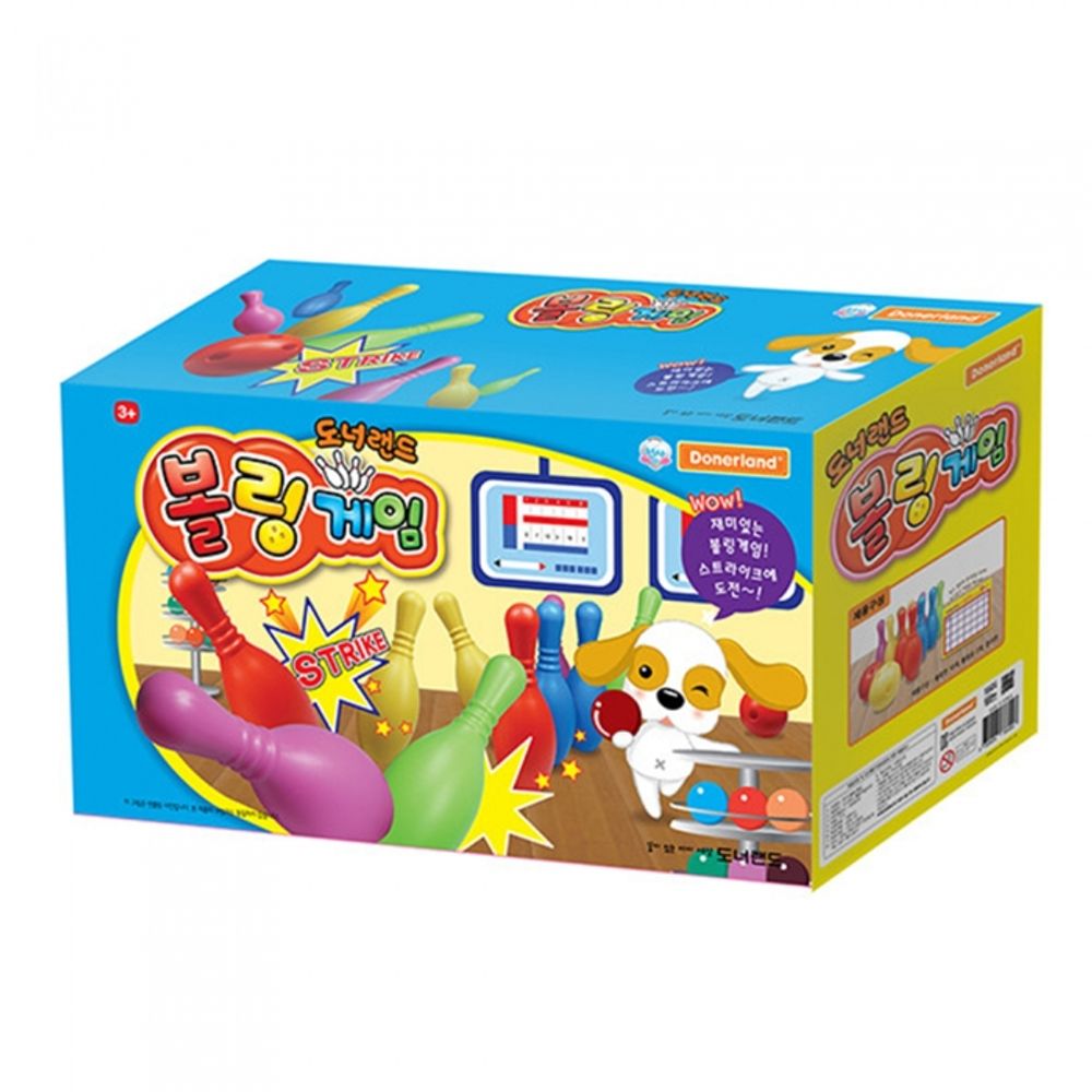 Donerland Kids Indoor Bowling Set | 10 Pins & 2 Balls | Colorful Sports Toy for Toddlers | Safe Rounded Edges | Made in Korea