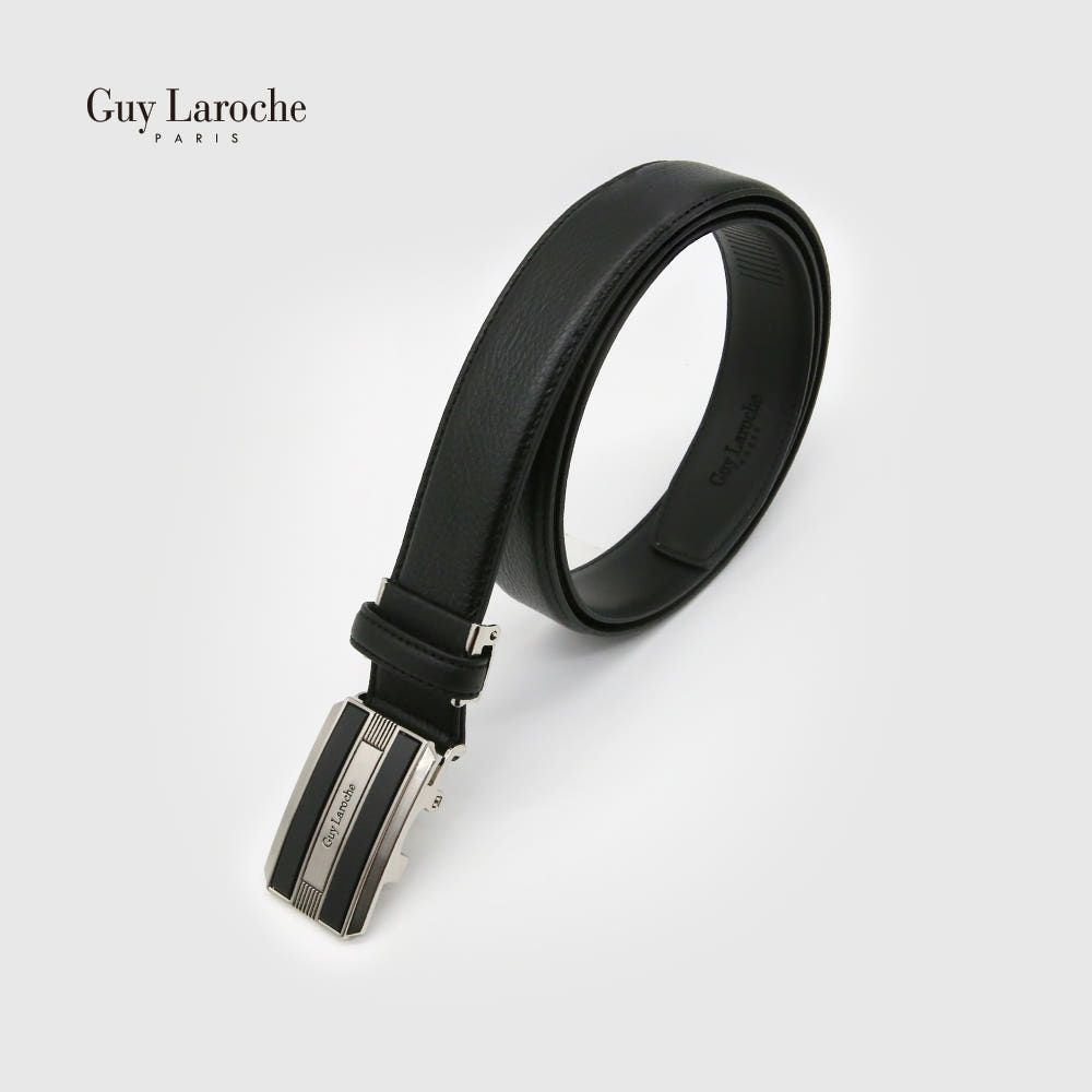 Guy Laroche Men's Automatic Click Belt 351-033-01 | Premium Shrunken Cowhide Leather | Natural Grain Texture