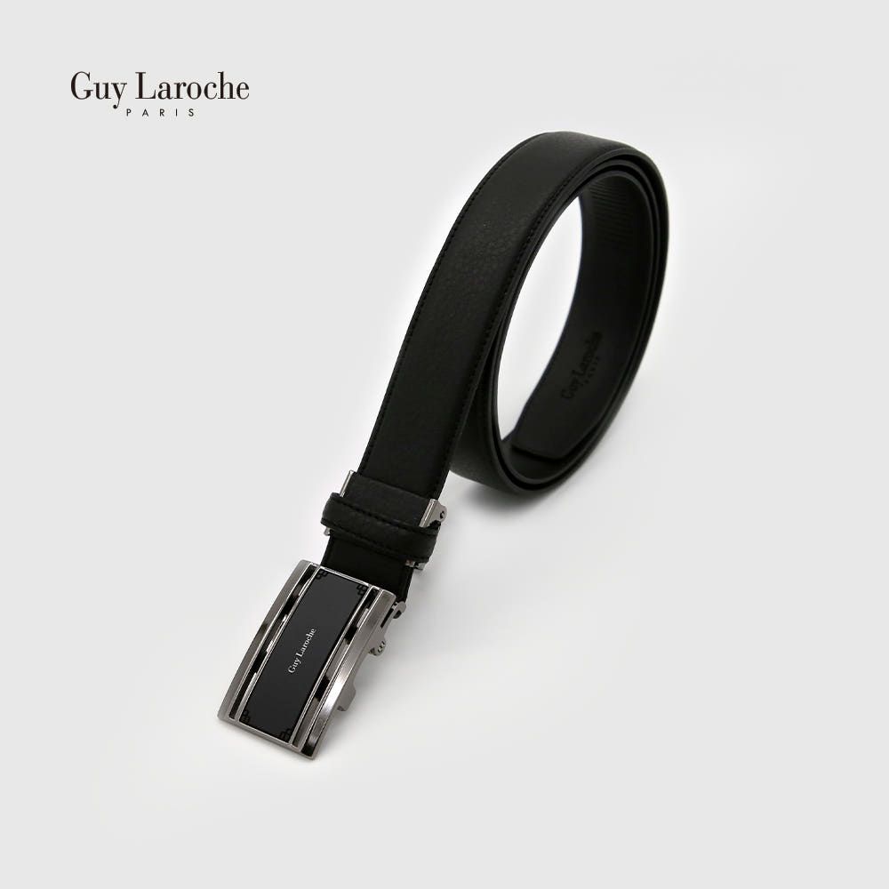Guy Laroche Men's Automatic Click Belt 351-033-02 | Premium Shrunken Cowhide Leather | Natural Grain Texture