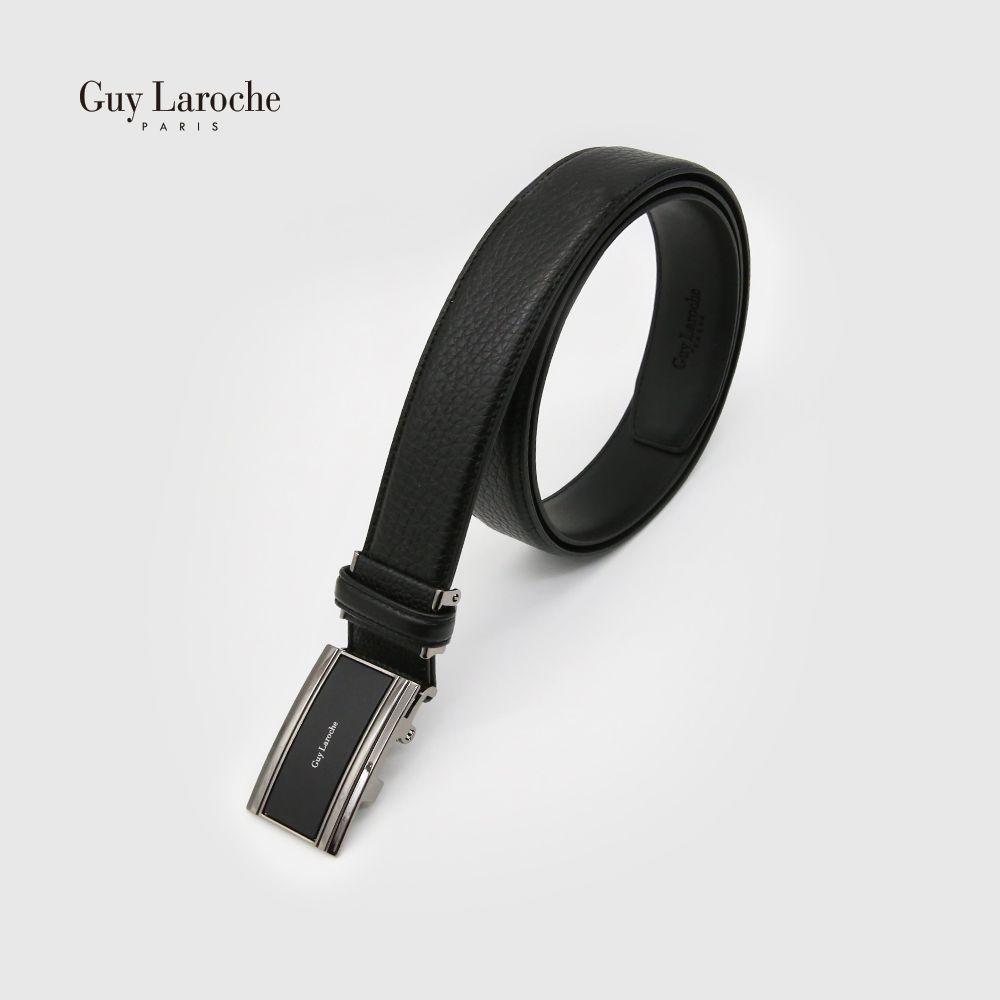 Guy Laroche Men's Automatic Click Belt 351-033-04 | Premium Opul Cowhide Leather | Structured Grain Pattern