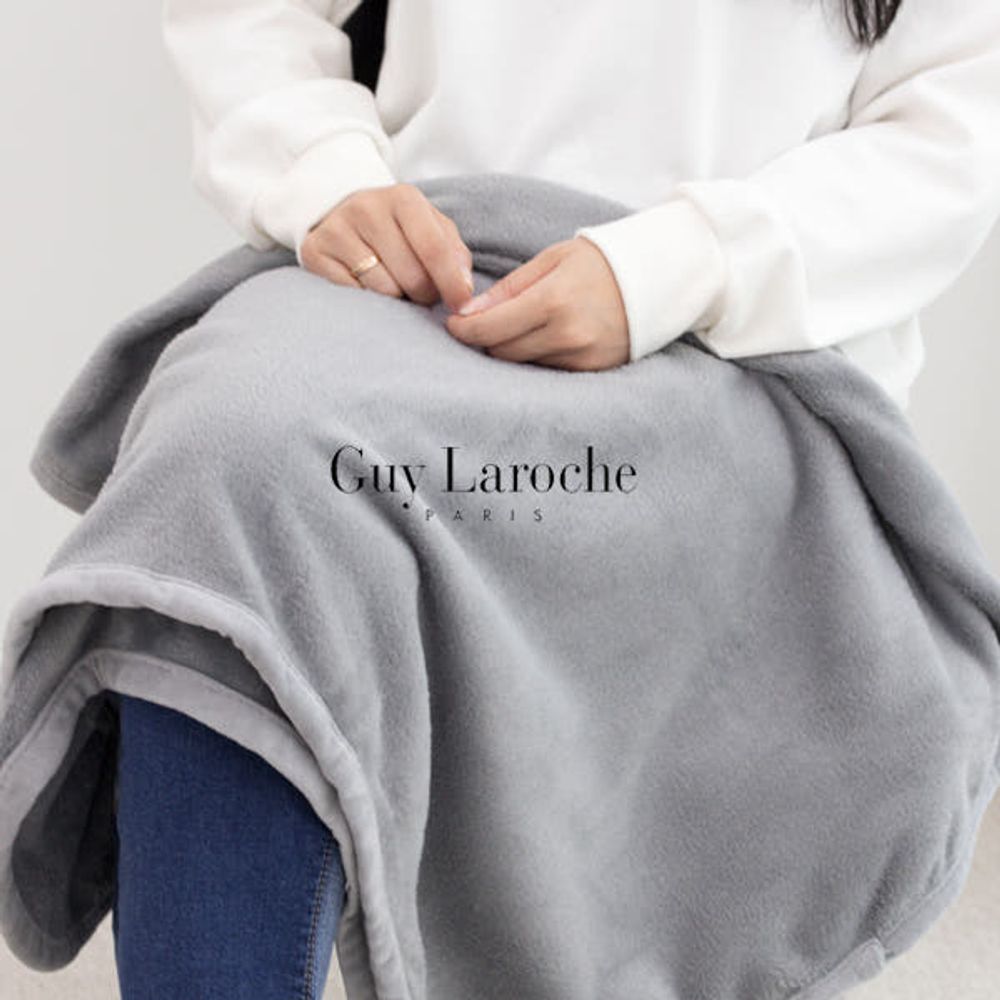 Guy Laroche 2-in-1 Mink Microfiber Shawl & Travel Blanket Wearable Button-Up Warm Throw with Portable Elastic Band