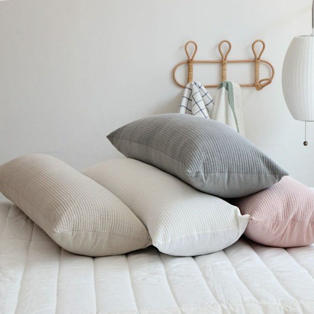 Guy Laroche Rabbit Embroidered Long Cushion Body Pillow Natural Kwangmok Cotton Includes Inner Filling _ Made in Korea