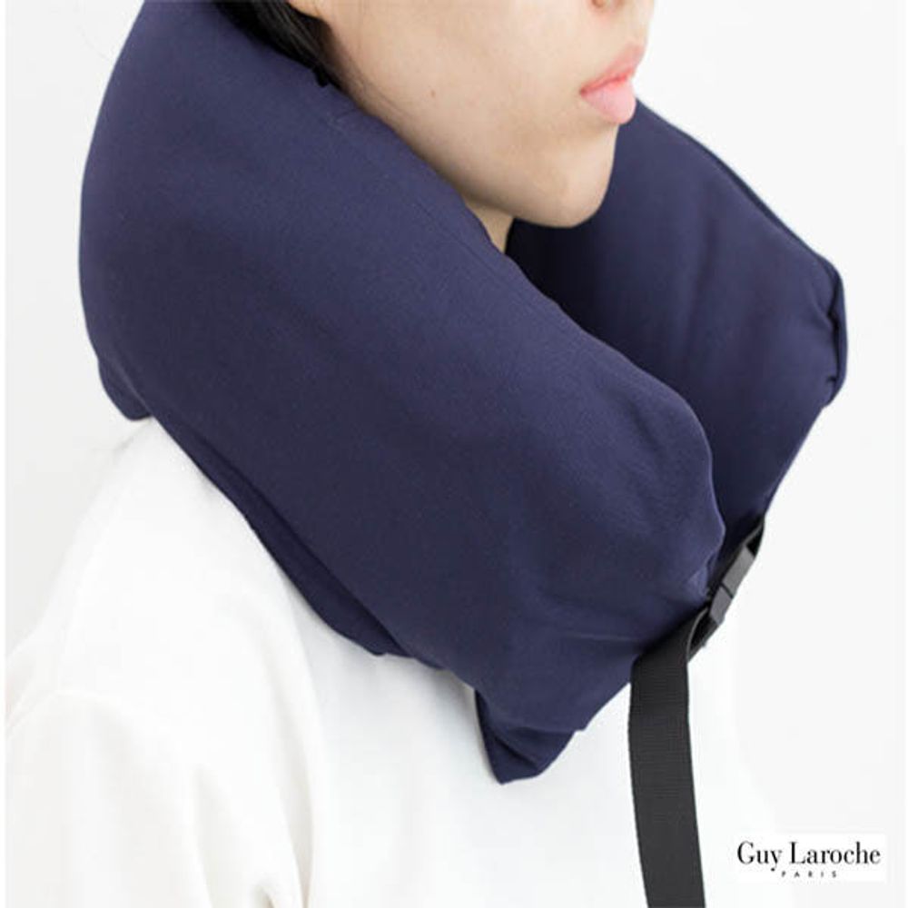 Guy Laroche 3-in-1 Four Season Travel Pillow Blanket Set Portable Neck Support Fleece Throw & Outdoor Mat Indigo