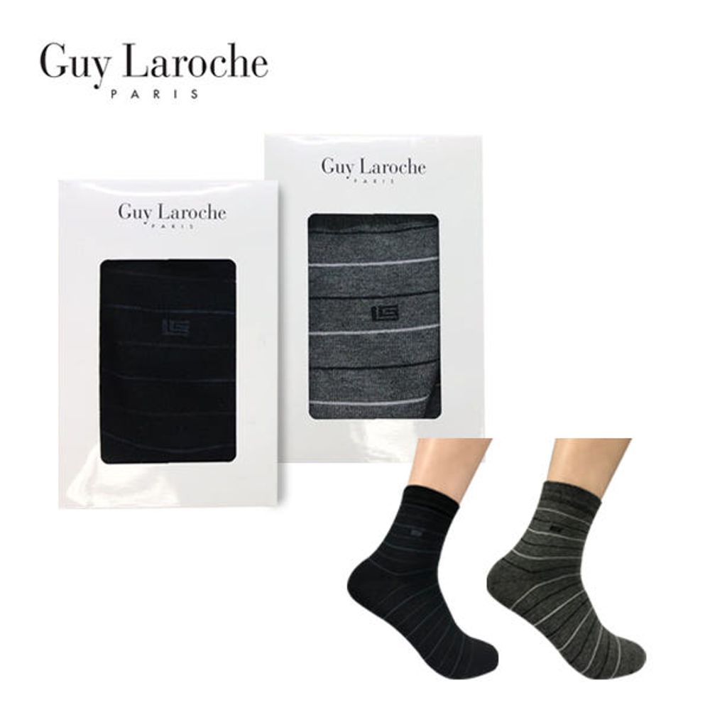 Guy Laroche Men’s Casual Socks 2P Set GL-MCA-2P – Combed Cotton, Non-Slip Sole _ Made in KOREA