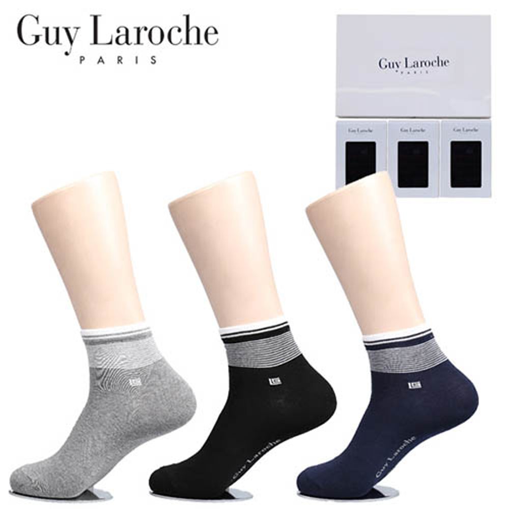 Guy Laroche Men’s Casual Socks Set – 15 Pairs (3P x 5 Sets), Combed Cotton, Non-Slip Sole, Navy Gray Black _ Made in KOREA