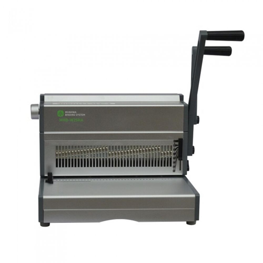 Munhwa PMHBC25HA Heavy-Duty 3:1 Pitch Manual Wire Binding Machine with 27-Sheet Punching and Disengageable Pins Professional Silver W25HA