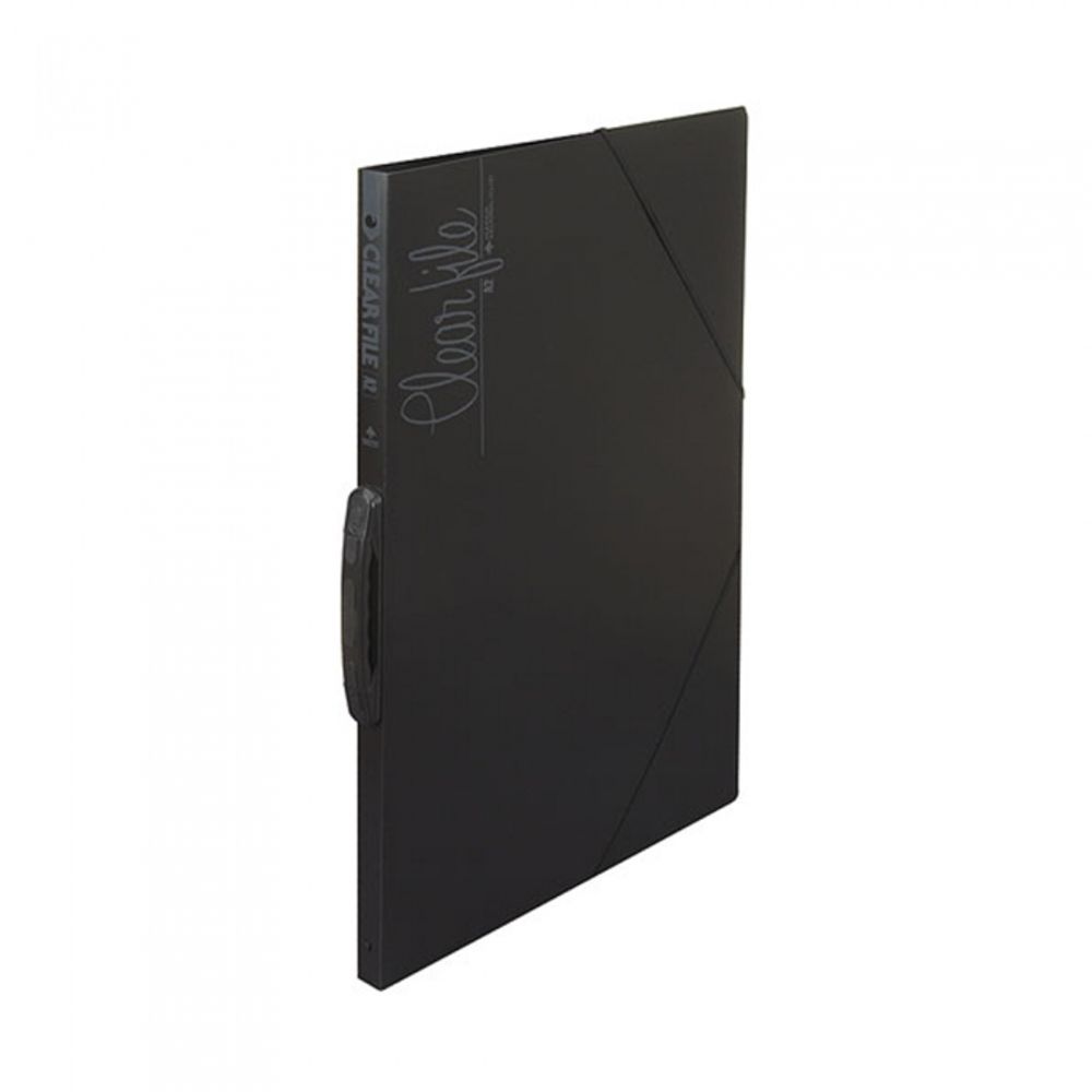 Munhwa Professional A2 Clear Pocket File F420-9 | 20 Pockets | Black | Built-in Handle | Refillable Large-Format Portfolio | Made in Korea