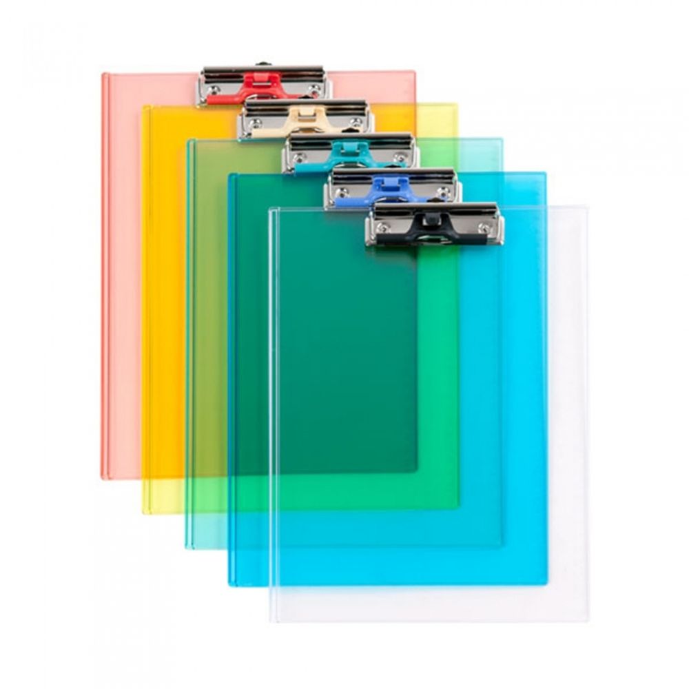 Munhwa File F915-71 Premium A4 Transparent Plastic Clipboard with Pen Holder and Hanging Hole Made in Korea