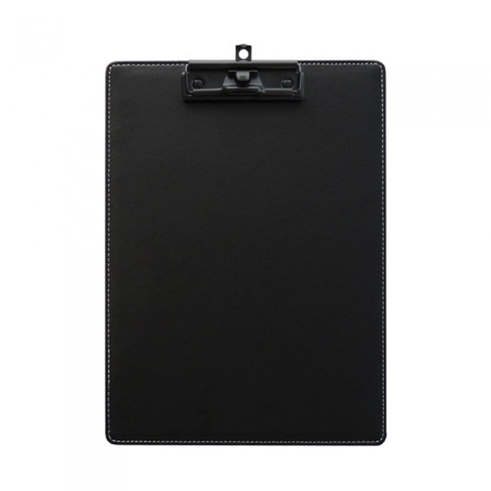 Munhwa File F916-7 Premium PU Leather A4 Clipboard with Soft Texture Pen Holder and Hanging Hole Black Made in Korea