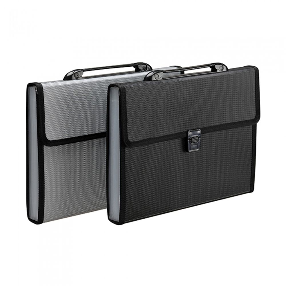 Munhwa F5597-71 Premium 12-Pocket Expanding Document File Organizer with Handle and Embossed Finish Professional Portable Briefcase Style
