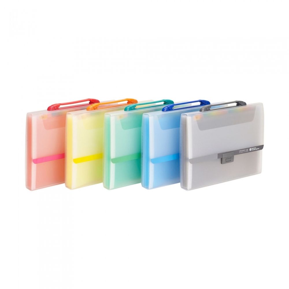 Munhwa F5599-7 Transparent 12-Pocket Expanding Document Organizer with Carry Handle and Index Tabs for Monthly Filing