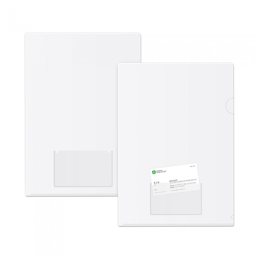 Munhwa Professional A4 High-Transparency L-Holder with Business Card Slot F4495-7 | 10 Sheets per Pack | Thumbnail Access | Made in Korea